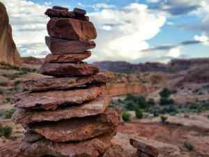 A ledge along the trail had many carins