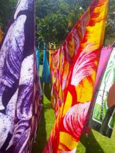 Bright cloth hanging out to dry
