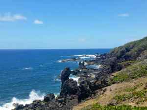 The lava rocks along a beach on St Kitts