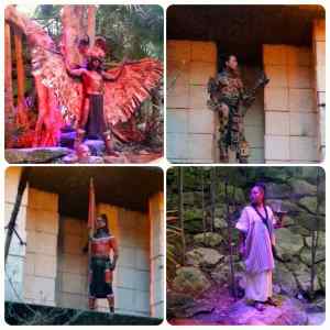 Along the path to the "Mexico Especia" were costumed characters of the show holding still as statues