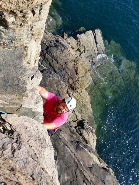 Rock climbing on the Otter Cliffs, Acadia National Park