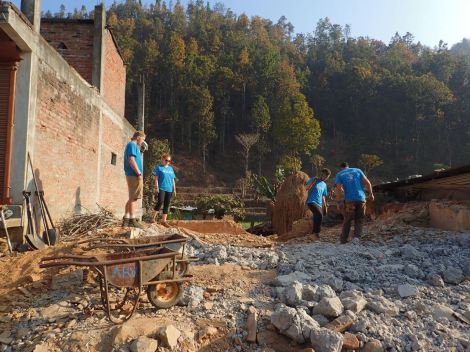 Bimala's house the morning of the sixth day as we started working. 